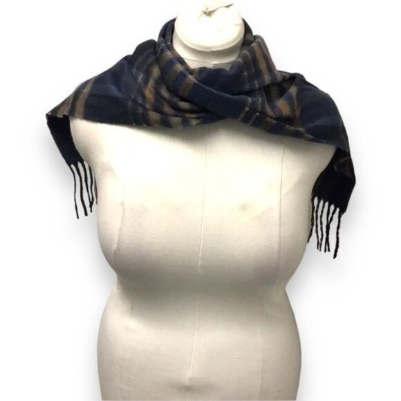 Cashmink Women’s Soft Knit Plaid Scarf, Navy, OSFA - Picture 2 of 6